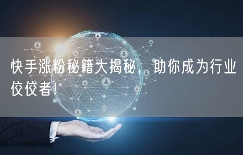 快手涨粉秘籍大揭秘，助你成为行业佼佼者！